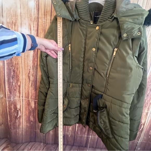 Rampage Women’s Military Olive Puffer Jacket with Faux Fur Hood Size Large - Picture 5 of 12